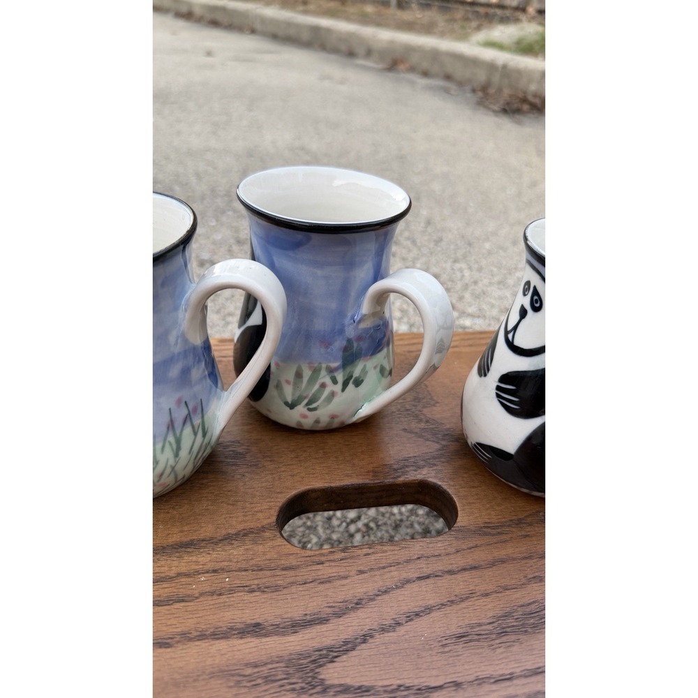 Karen Donleavy Designs Panda Mug Set of 3 Hand Painted Pottery Cups - Picture 8 of 15